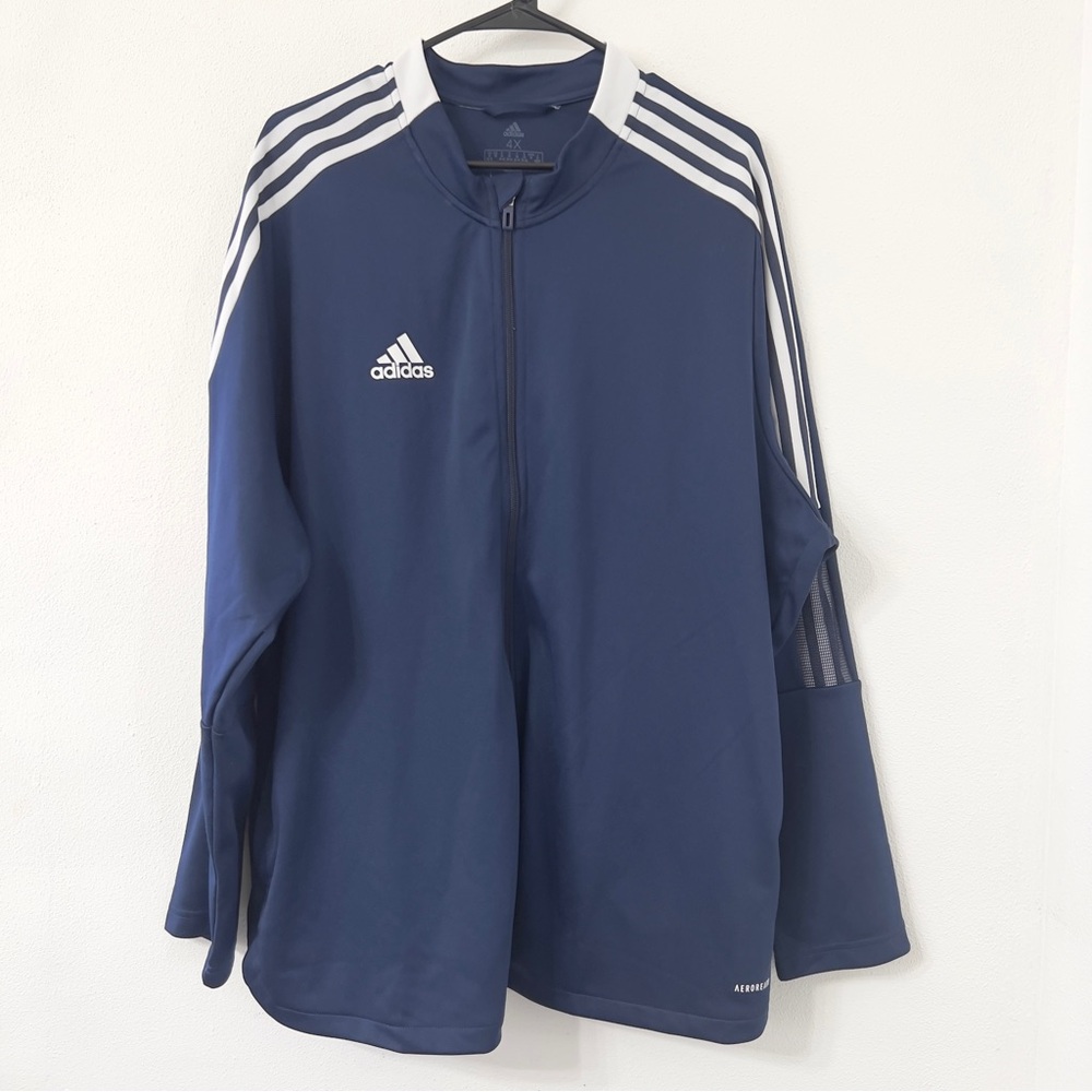 Adidas Primegreen Track Jacket 4X Blue Aeroready Zip Athletic Jacket